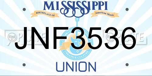 JNF3536 Mississippi License Plate