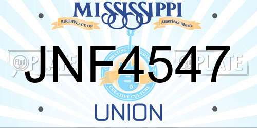 JNF4547 Mississippi License Plate