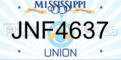 JNF4637 Mississippi License Plate