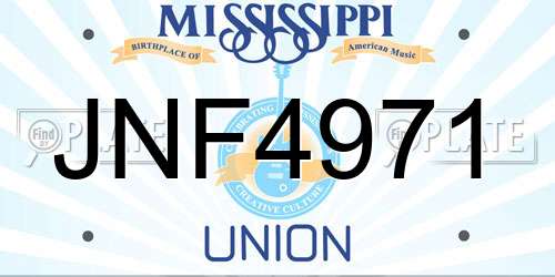 JNF4971 Mississippi License Plate