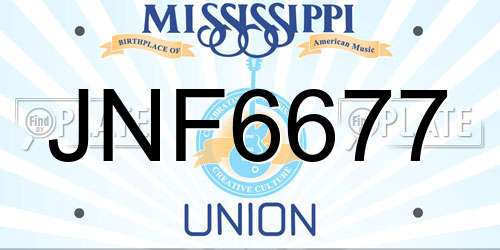 JNF6677 Mississippi License Plate