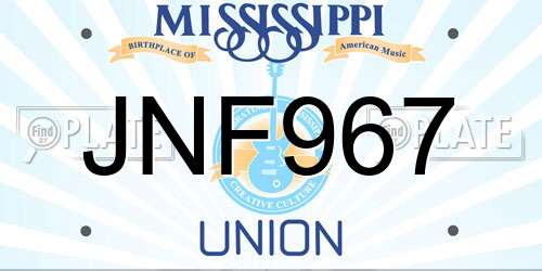 JNF967 Mississippi License Plate