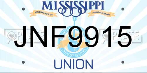 JNF9915 Mississippi License Plate