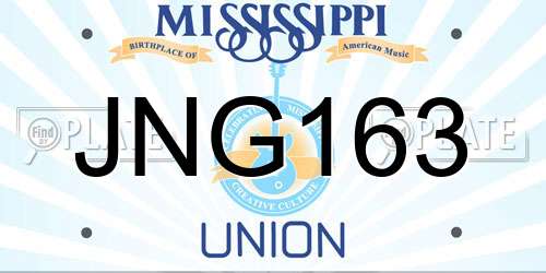 JNG163 Mississippi License Plate