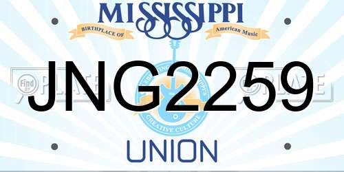 JNG2259 Mississippi License Plate