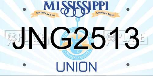 JNG2513 Mississippi License Plate