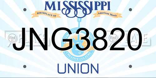 JNG3820 Mississippi License Plate