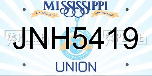 JNH5419 Mississippi License Plate