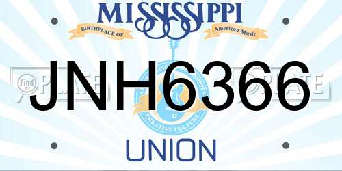 JNH6366 Mississippi License Plate