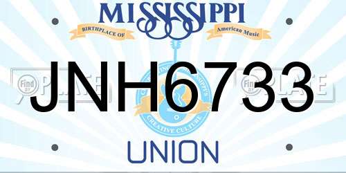 JNH6733 Mississippi License Plate