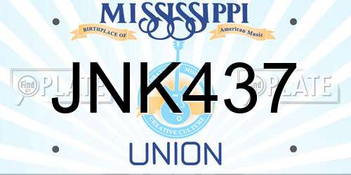 JNK437 Mississippi License Plate