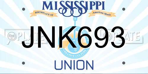 JNK693 Mississippi License Plate