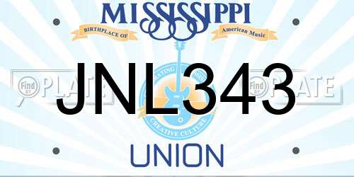 JNL343 Mississippi License Plate