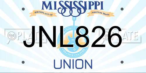 JNL826 Mississippi License Plate