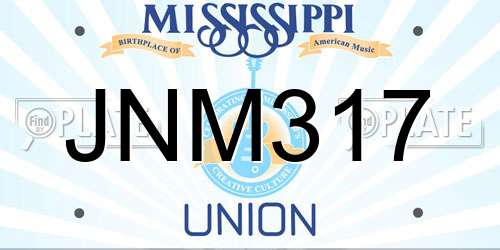 JNM317 Mississippi License Plate