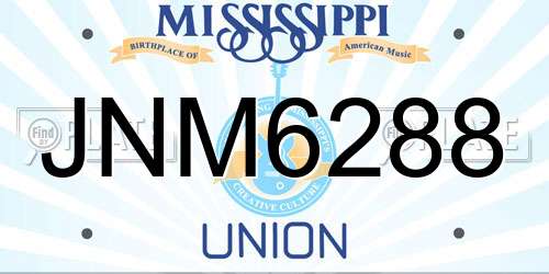 JNM6288 Mississippi License Plate