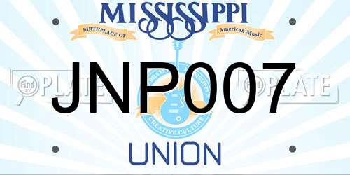 JNP007 Mississippi License Plate