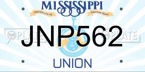 JNP562 Mississippi License Plate