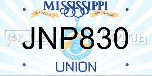 JNP830 Mississippi License Plate