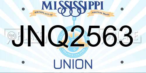 JNQ2563 Mississippi License Plate