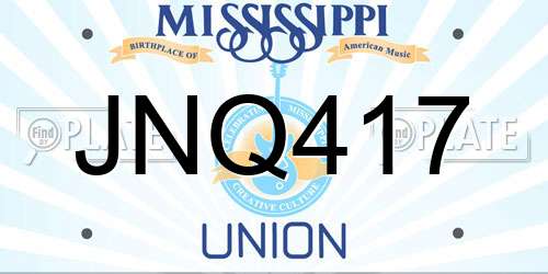 JNQ417 Mississippi License Plate