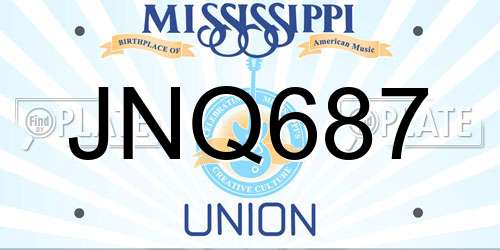 JNQ687 Mississippi License Plate