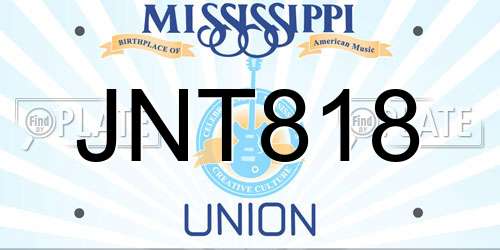 JNT818 Mississippi License Plate