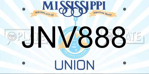 JNV888 Mississippi License Plate