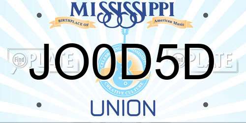 JO0D5D Mississippi License Plate
