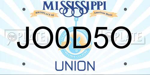 JO0D5O Mississippi License Plate