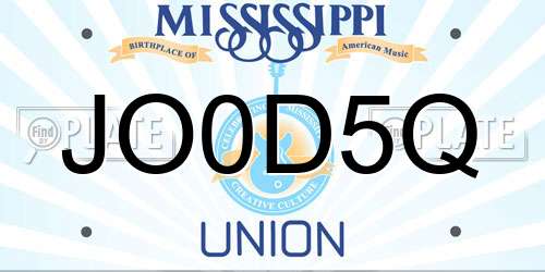JO0D5Q Mississippi License Plate