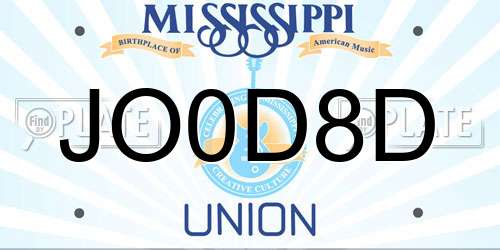 JO0D8D Mississippi License Plate