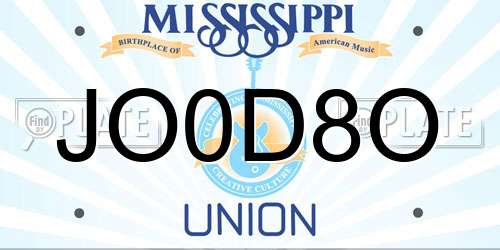 JO0D8O Mississippi License Plate