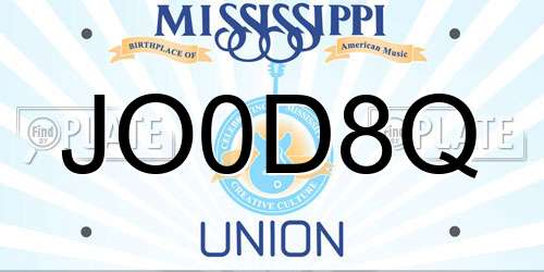 JO0D8Q Mississippi License Plate