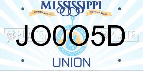 JO0O5D Mississippi License Plate