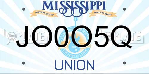 JO0O5Q Mississippi License Plate