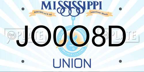 JO0O8D Mississippi License Plate