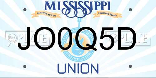 JO0Q5D Mississippi License Plate