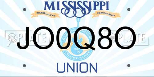 JO0Q8O Mississippi License Plate