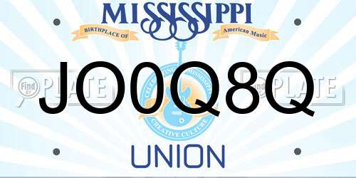 JO0Q8Q Mississippi License Plate