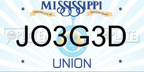 JO3G3D Mississippi License Plate