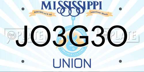JO3G3O Mississippi License Plate
