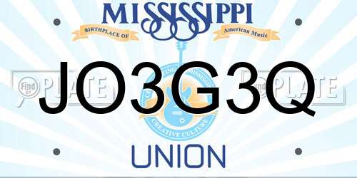 JO3G3Q Mississippi License Plate