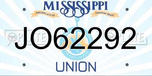 JO62292 Mississippi License Plate