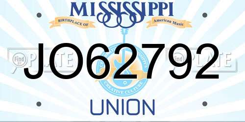 JO62792 Mississippi License Plate