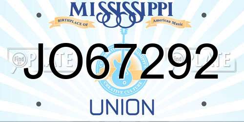JO67292 Mississippi License Plate