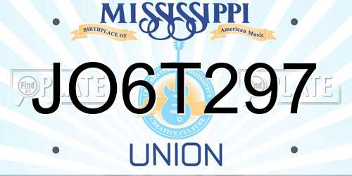JO6T297 Mississippi License Plate