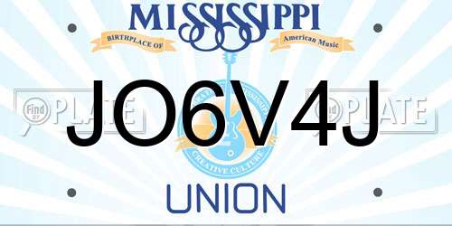 JO6V4J Mississippi License Plate