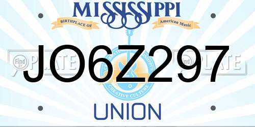 JO6Z297 Mississippi License Plate