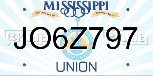JO6Z797 Mississippi License Plate